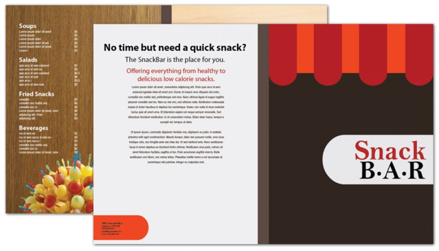 Snack Bar Cafe Deli Restaurant Half Fold Brochure Design Layout